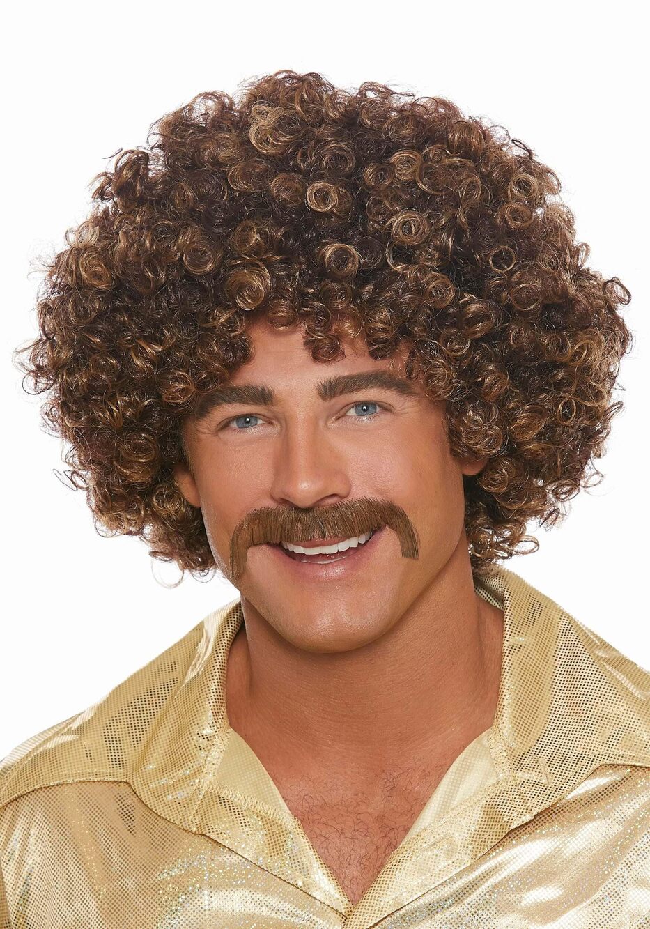 2768 Unisex Disco Wig Adult Costume, Brown, One Size